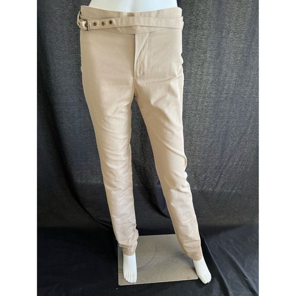 $795 NWT Authentic Gucci Women's Pants Khaki Attached Adjustable Belt IT 38 US 4 - Picture 1 of 11